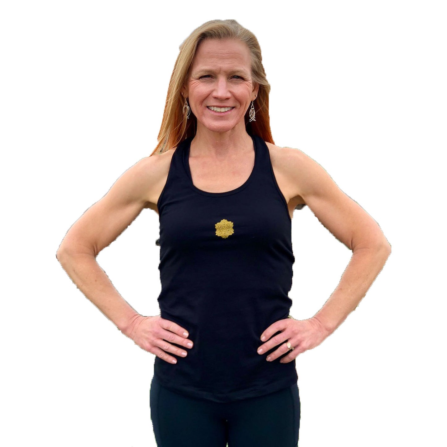Gold Mandala Black Racer-Back Tank