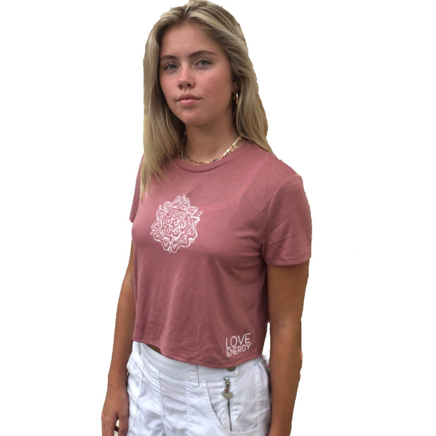 White Sketch Mandala Crop T-shirt