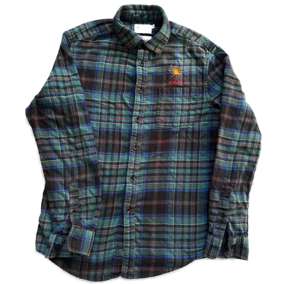 Flannel Shirt, Sun Embroidery M (Goodfellow) – Love Energy Clothing Flannel Shirt, Sun Embroidery M (Goodfellow) – Love Energy Clothing