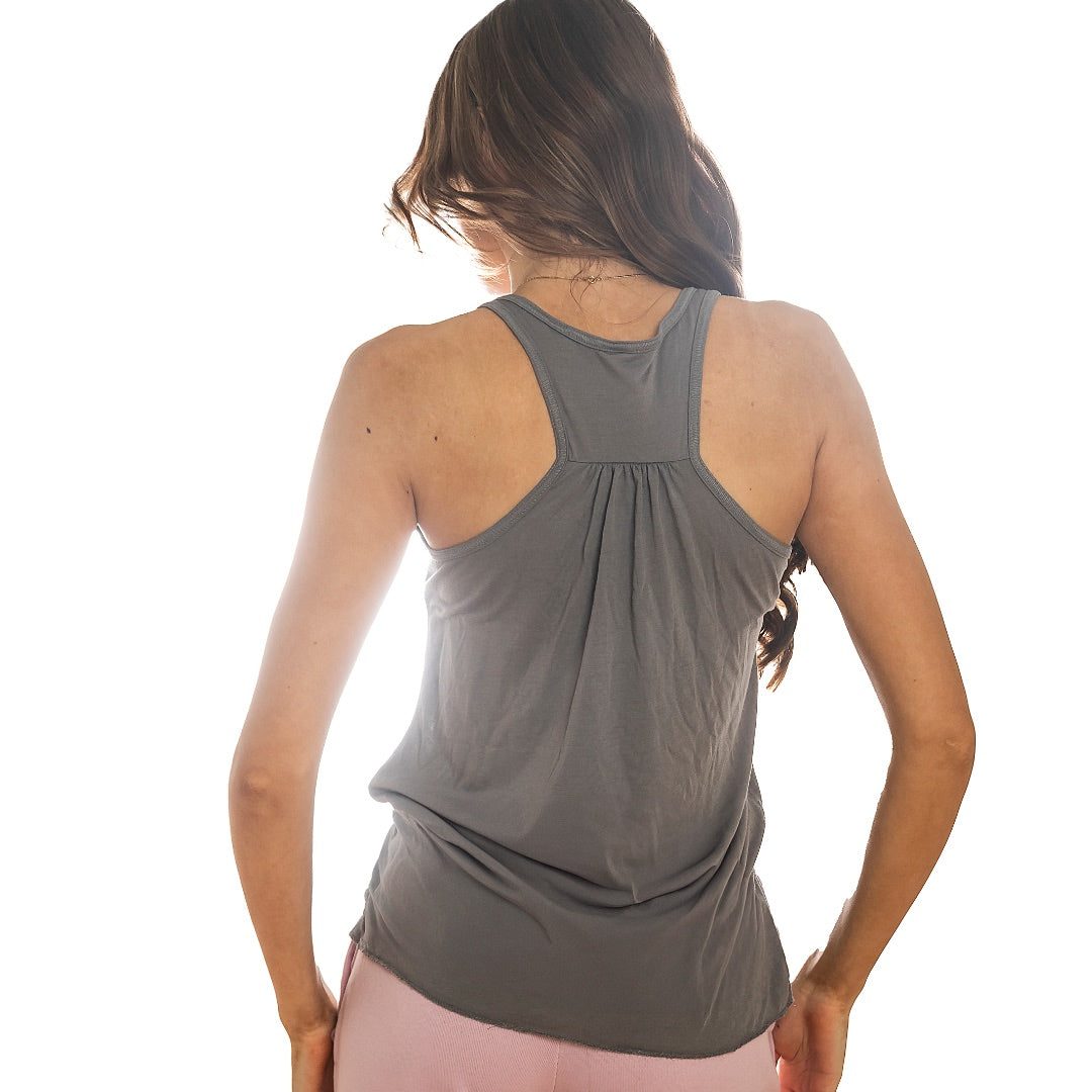 Rainbow Heart Storm Grey Flowy Racer-Back Tank Top