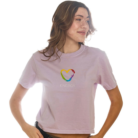 Rainbow Heart Orchid Pink Crop T-shirt