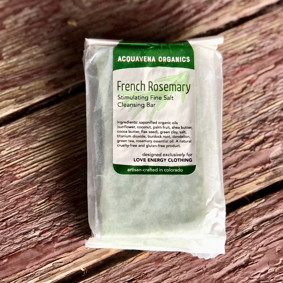 Organic Cleansing Bar with Fine Salt (French Rosemary, Spanish Lavender)