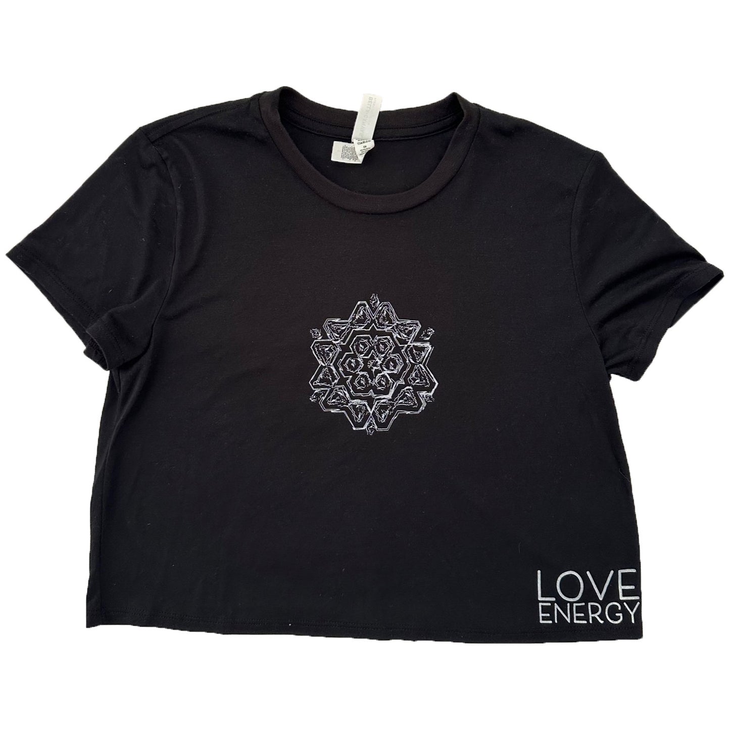 White Sketch Mandala Crop T-shirt