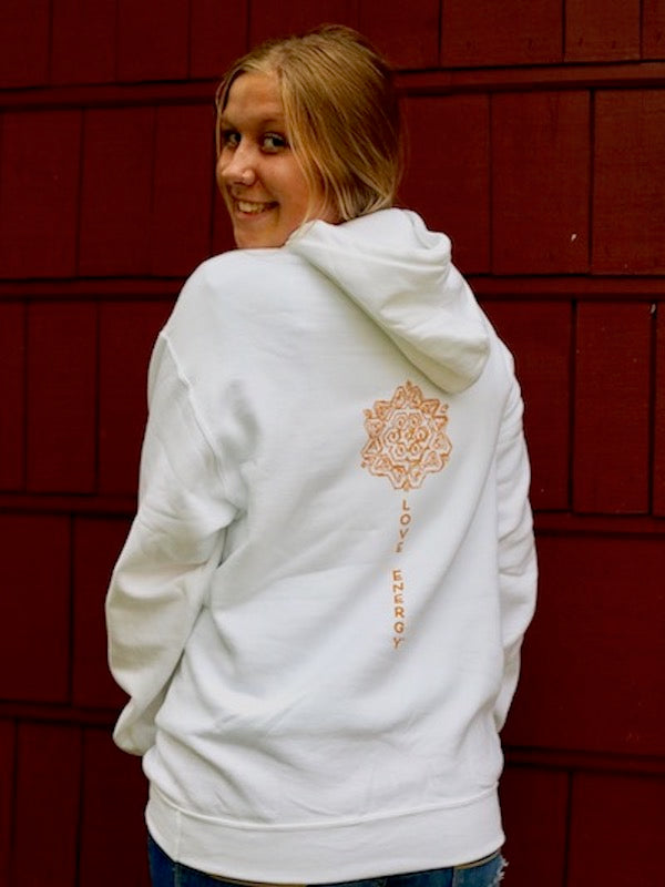 Bronze Sketch Mandala White Hoodie