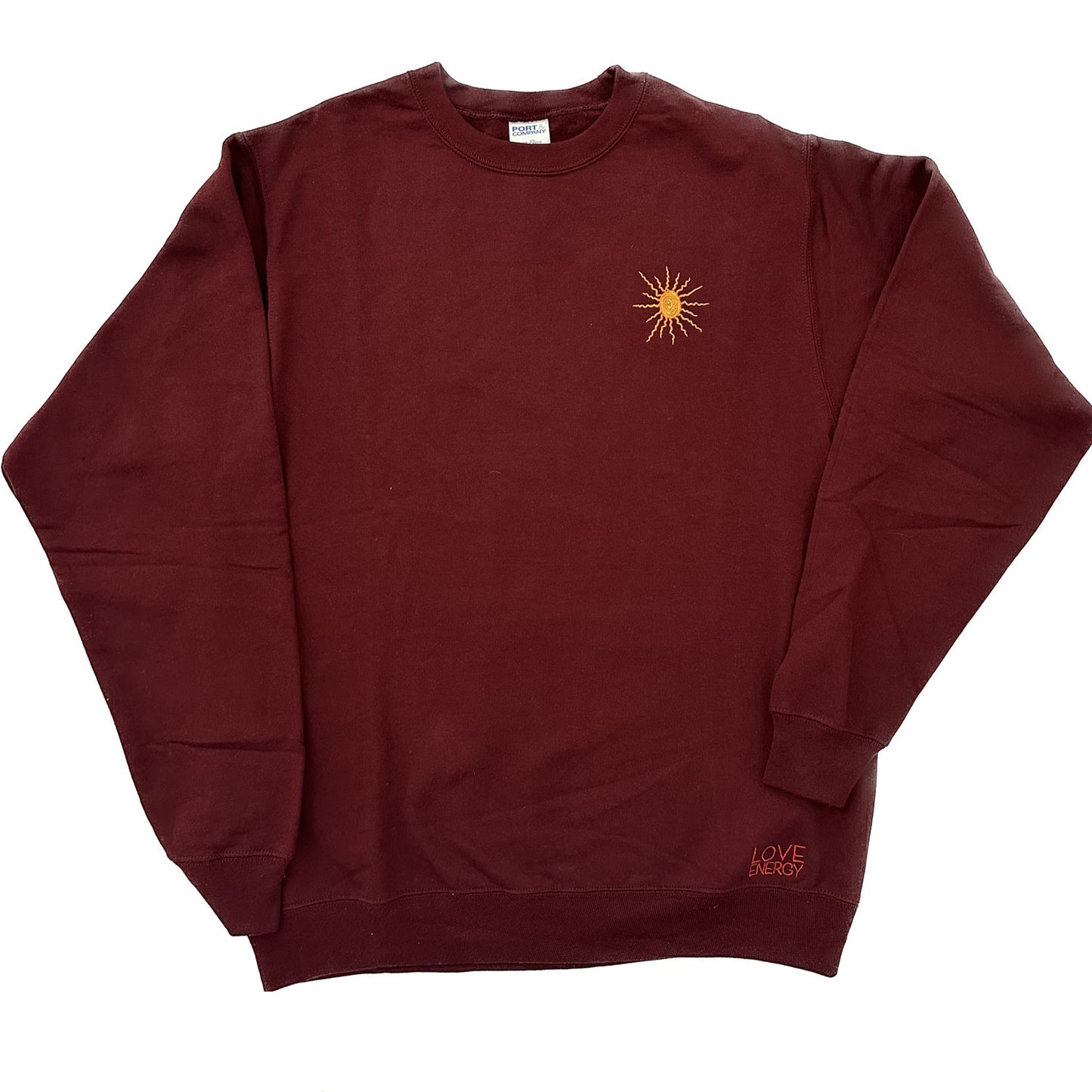 Sun Embroidered Maroon Sweatshirt