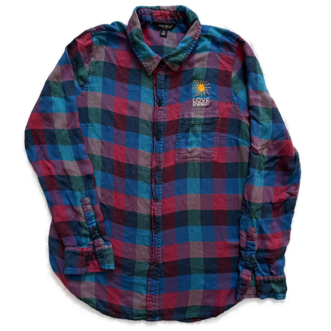 Women's Flannel Shirt, Sun Embroidery M (Lucky)