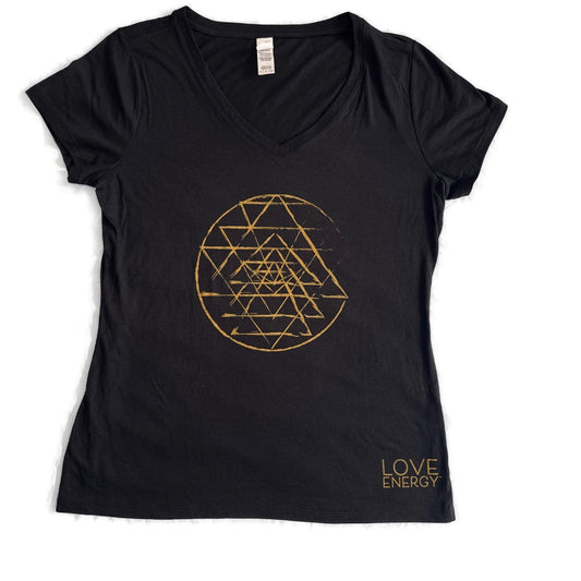Sri Yantra Black V-neck T-shirt