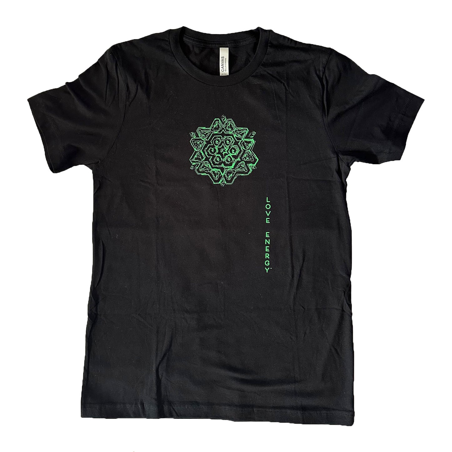 Green Sketch Mandala Black T-Shirt