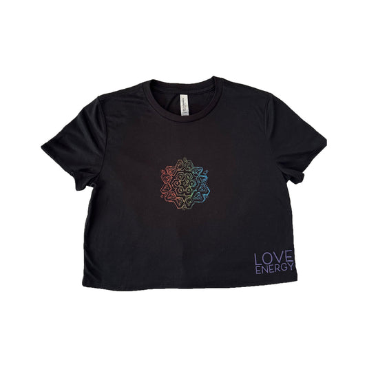 Rainbow Sketch Mandala Crop T-Shirt